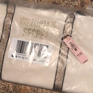 Victoria secret gold sparkle carryall tote